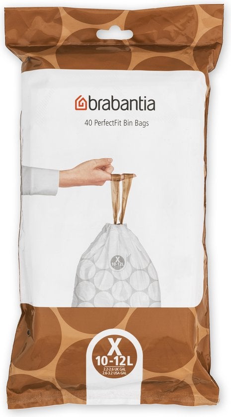 Vuilniszakken - PerfectFit Bin Bags code X 10 tot 12L - Wit