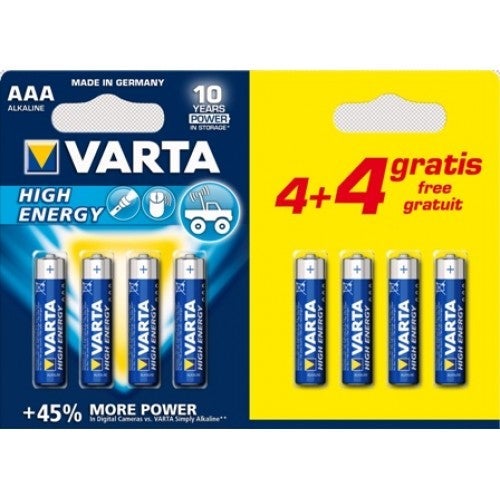 Varta high energy alkaline batterij penlite aaa 4+4 stuks