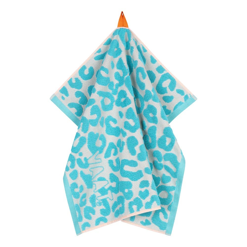 keukenhanddoek - I love leopard 50x60cm - Turquoise