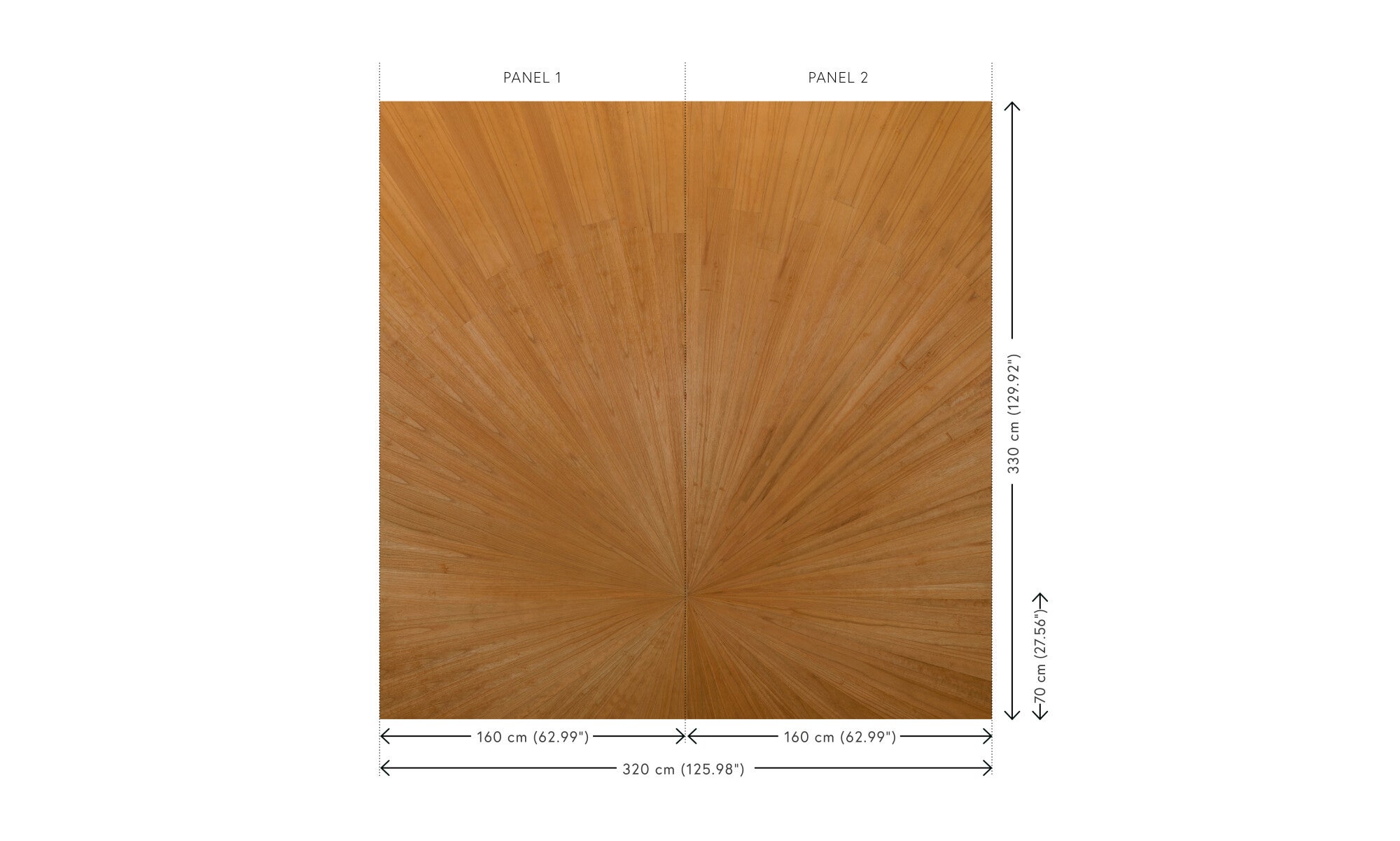 Vliesbehang - Sunburst Desert Sun - 	Panorama van 320 cm x 330 cm