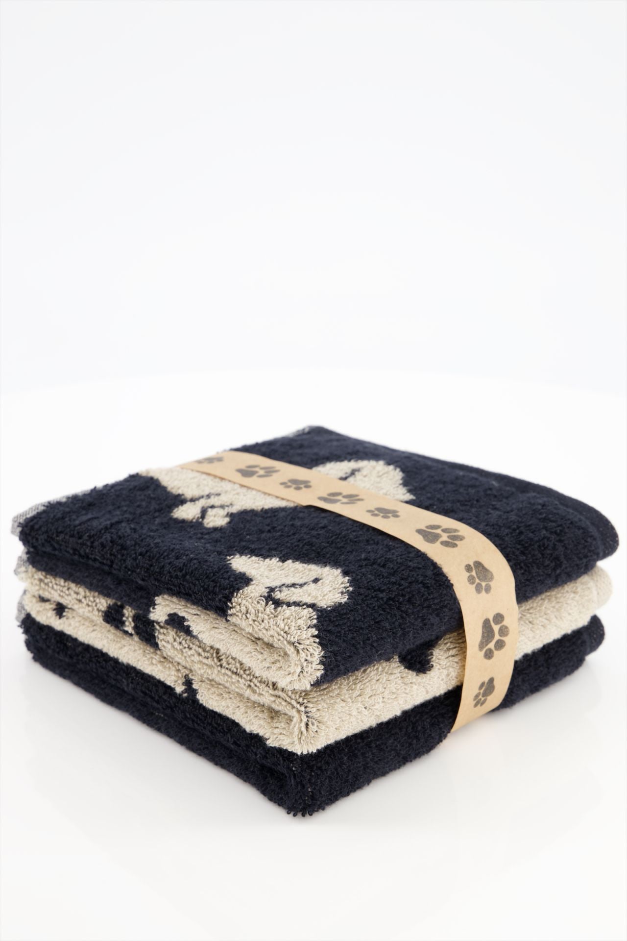 Washandjes - We Love Dogs Mix set van 3 - Zwart/beige