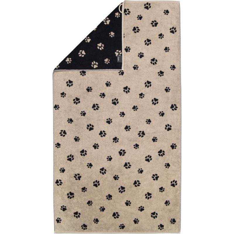 Badhanddoek - We Love Dogs Paws 80x150cm - Zwart/beige