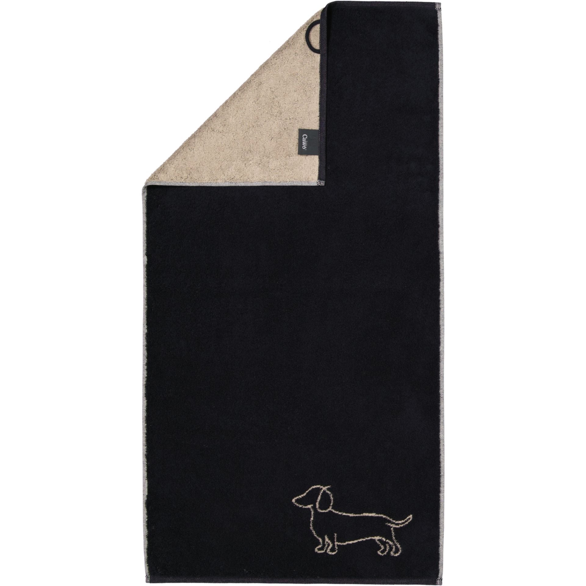 Badhanddoek - We Love Dogs Companion 80x150cm - Zwart/beige