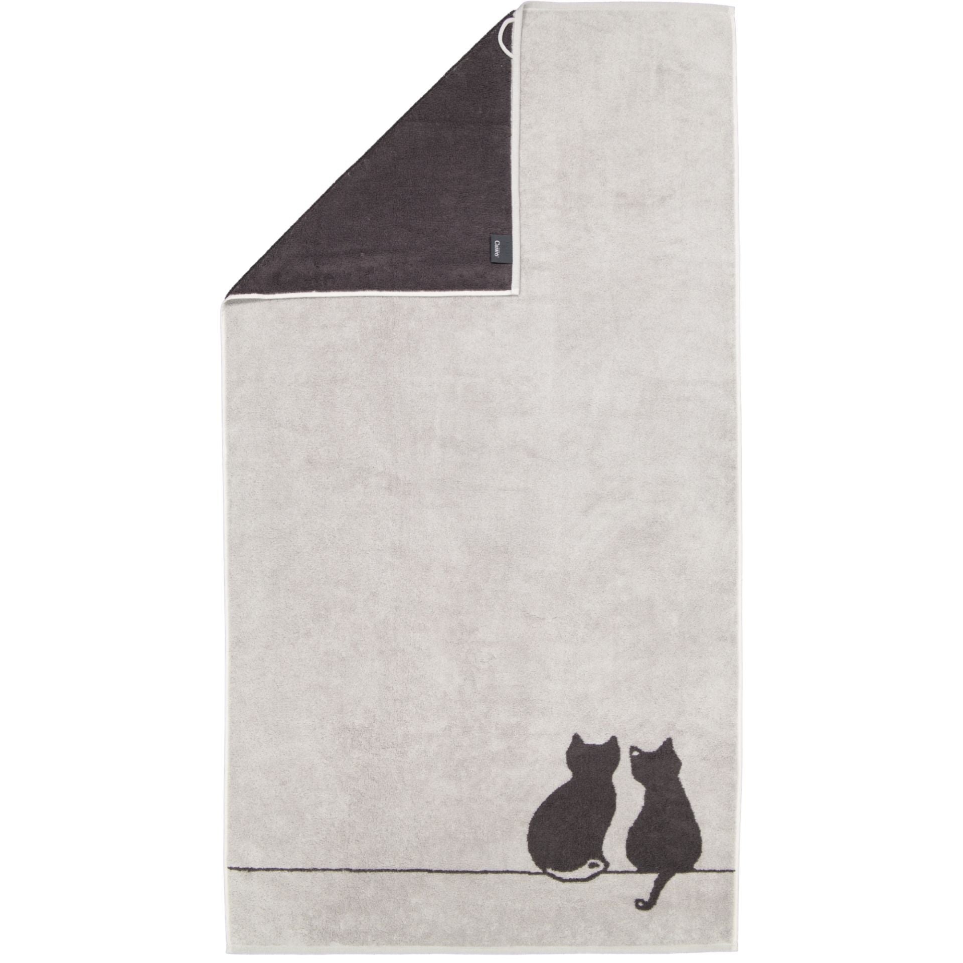 Badhanddoek - Cute Cats You & Me 80x150cm - Platina/basalt