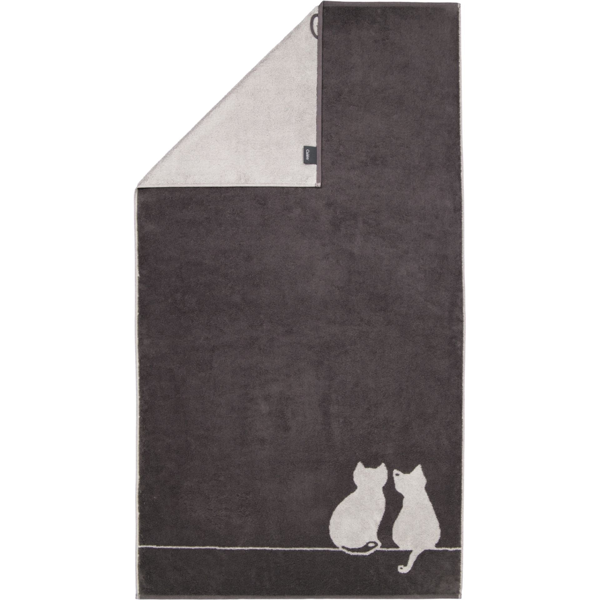 Badhanddoek - Cute Cats You & Me 80x150cm - Basalt/platina