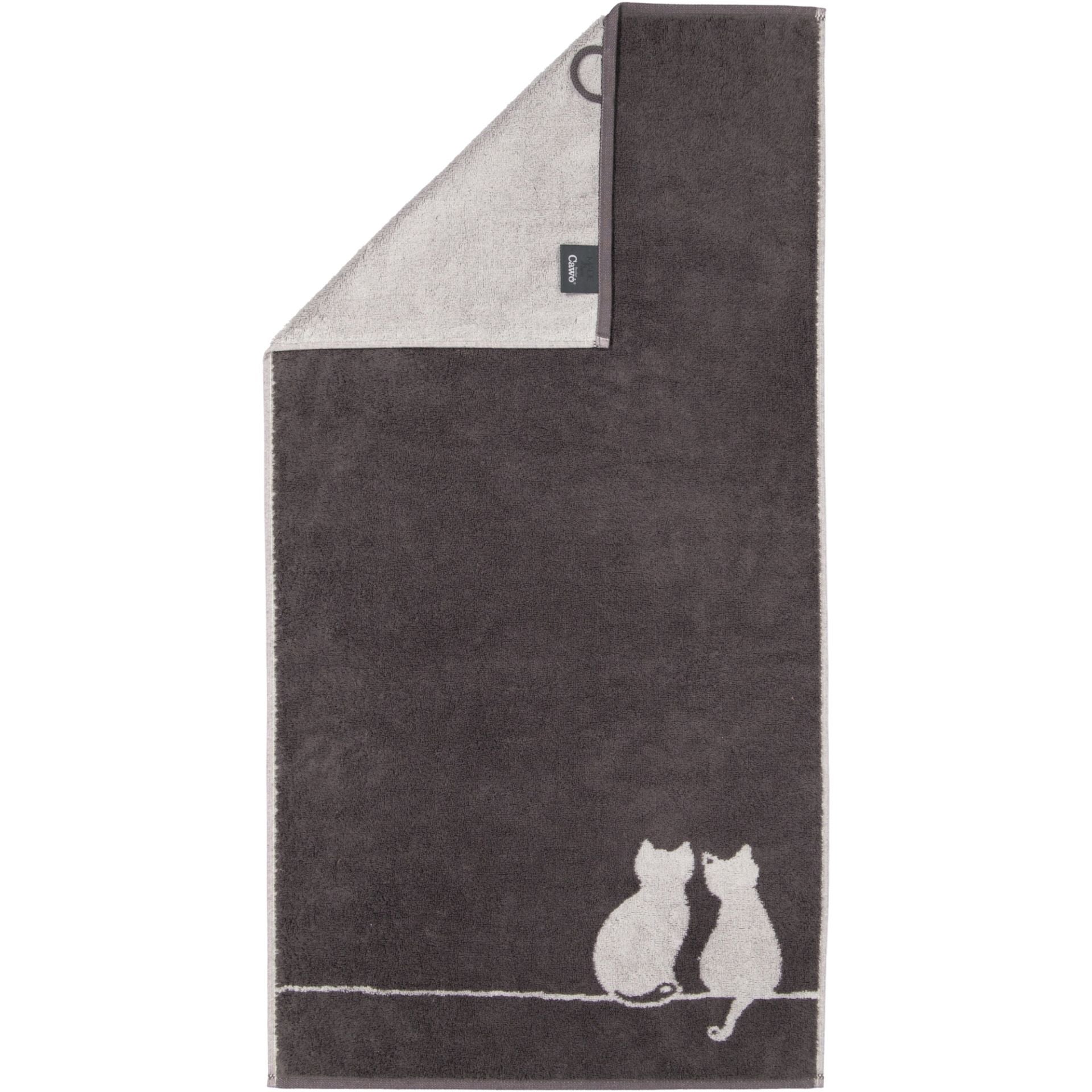 Handdoek - Cute Cats You & Me 50x100cm - Basalt/platina