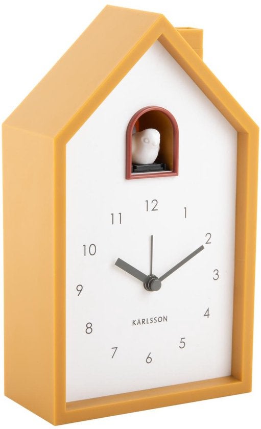 Wekker - Modern Cuckoo - Okergeel en wit