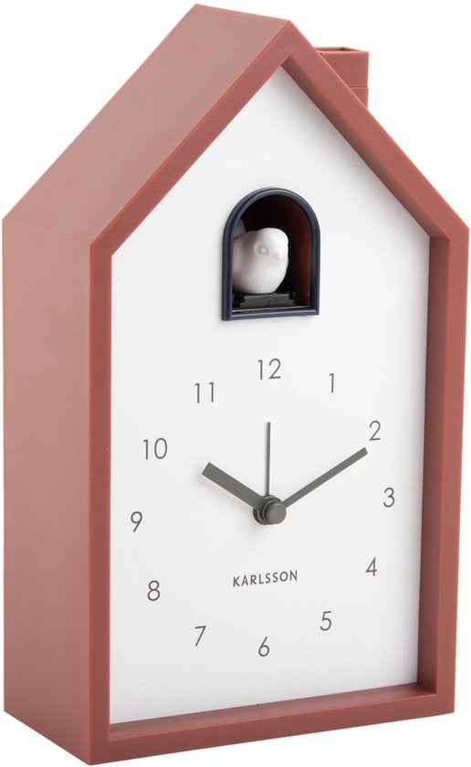 Wekker - Modern Cuckoo - Okerrood en wit