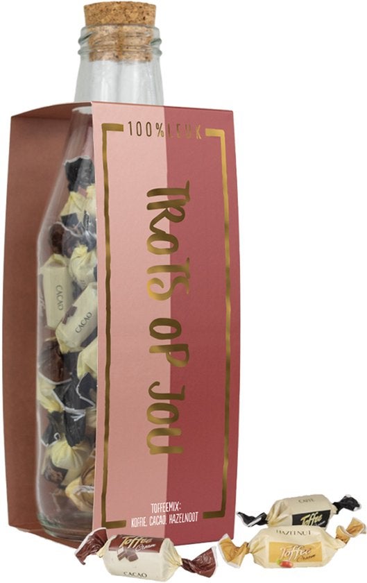  Snoepfles - Trots op jou - Koffie, Chocolade & Hazelnoot