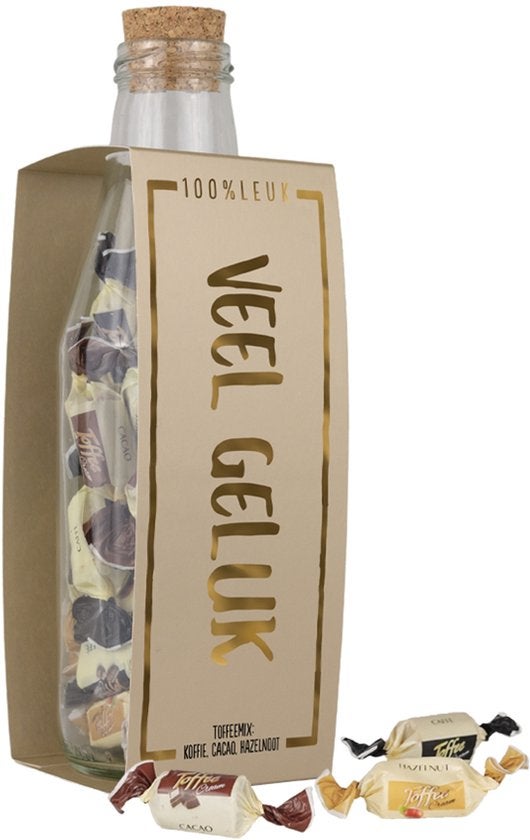 Snoepfles - Veel Geluk - Koffie, Chocolade & Hazelnoot