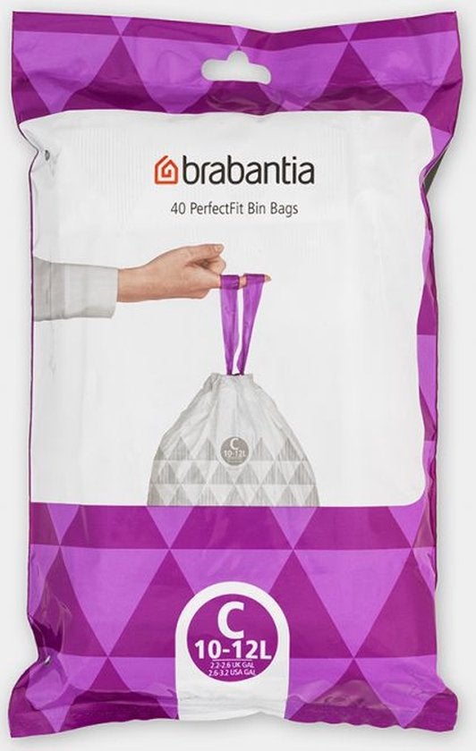 Vuilniszakken - PerfectFit Bin Bags code C 10 tot 12L - Wit