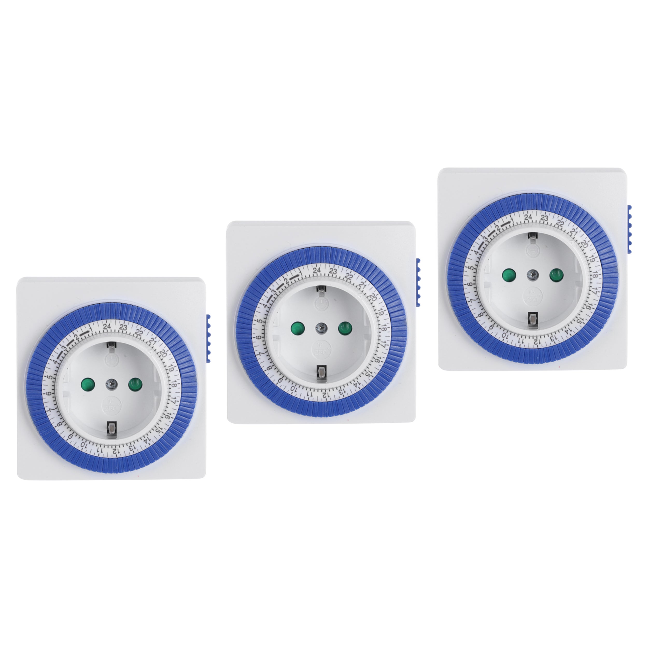 Tijdklok dagprogramma - vaste ruiter - vierkant - wit 3x