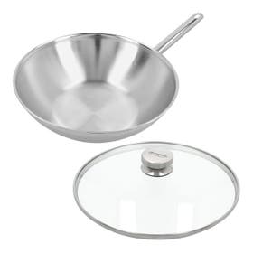 Wokpan - Apollo 7 met glazen deksel 30cm - RVS