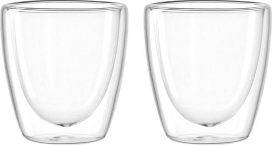 Dubbelwandig glas - Set van 2 glazen 100ml - Transparant