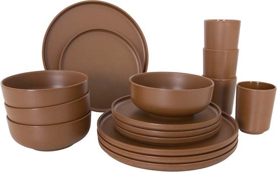 Serviesset - 16-delig Melamine Serviesset - Terra