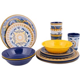 Serviesset - 16-delig Melamine Serviesset - Multicolor