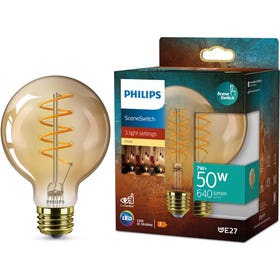 Ledlamp - Filament SceneSwitch globe 7W E27 - Amberkleurig