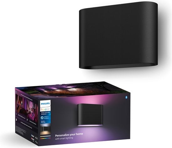 Wandlamp - Dymera wit en gekleurd licht - Zwart