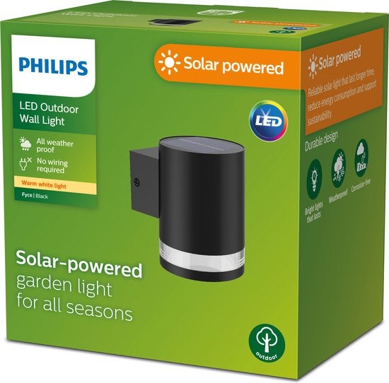 Wandlamp - Fyce solar 1,5W warm wit licht - Zwart