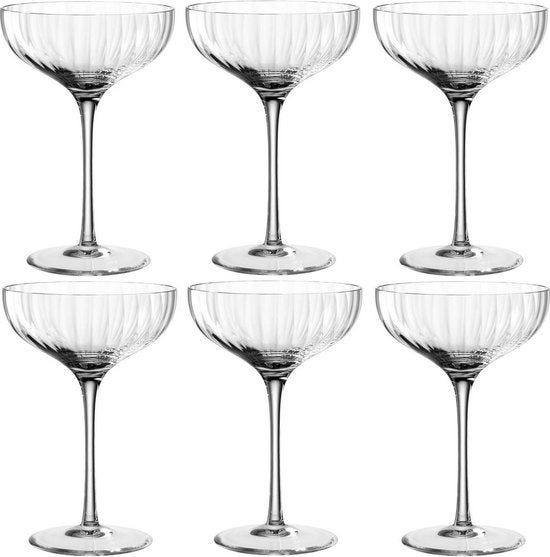 Champagnecoupe - Set van 6 glazen 260ml - Transparant