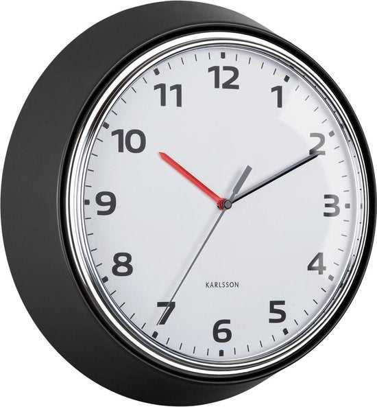 Wandklok - MOdern Retro Ø34cm - Zwart