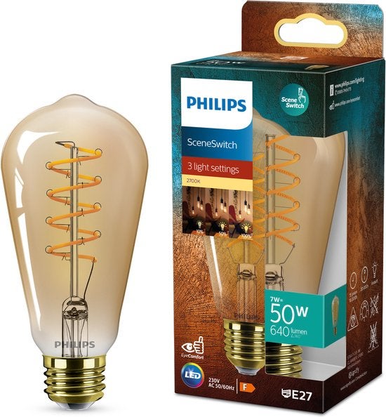 Ledlamp - Filament SceneSwitch E27 7W - Amberkleurig