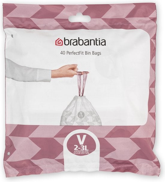 Vuilniszakken - PerfectFit Bin Bags code V 2 tot 3L - Wit 