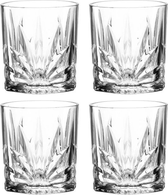 Waterglas - Whiskyglas 330ml set van 4 stuks - Transparant