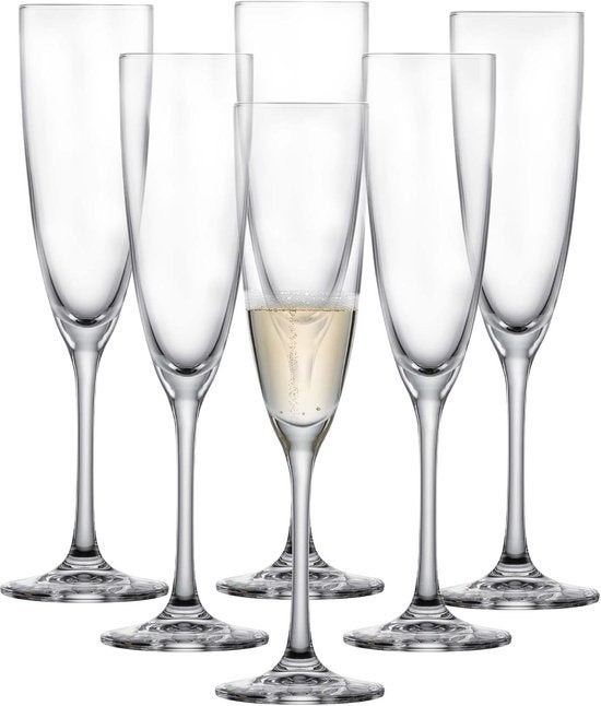 Champagneglas - Champagneflûte 210ml set van 6 glazen - Transparant