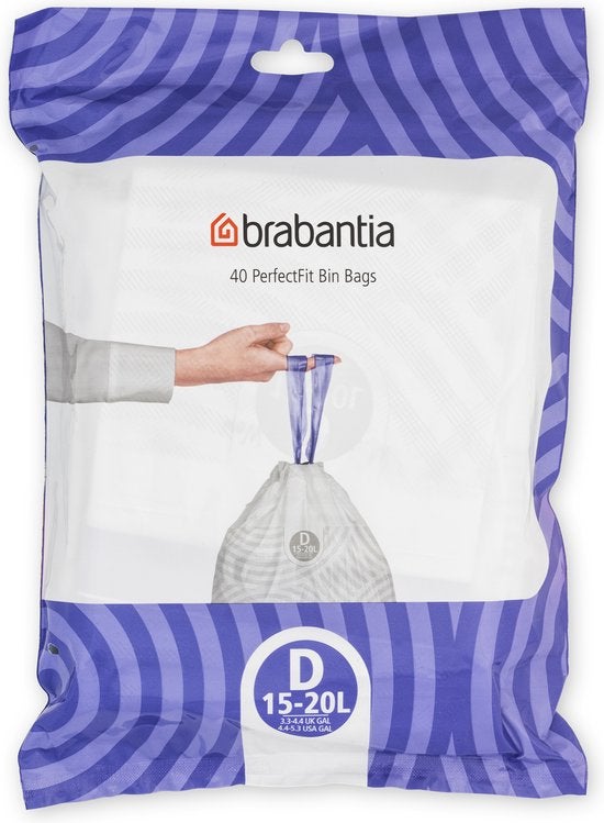 Vuilniszakken - PerfectFit Bin Bags code D 15 tot 20L - Wit