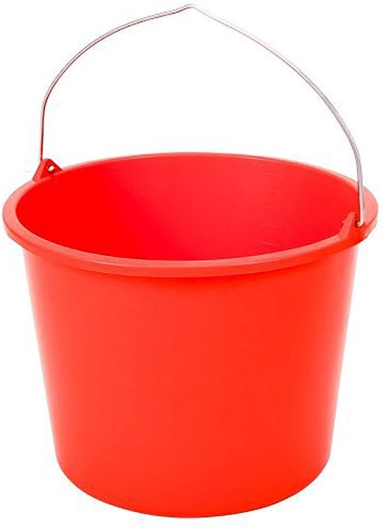 Bouwemmer - 12 liter - Rood - Met beugel