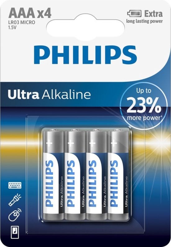 Batterij - Philips AAA Ultra Alkaline - 4 stuks 