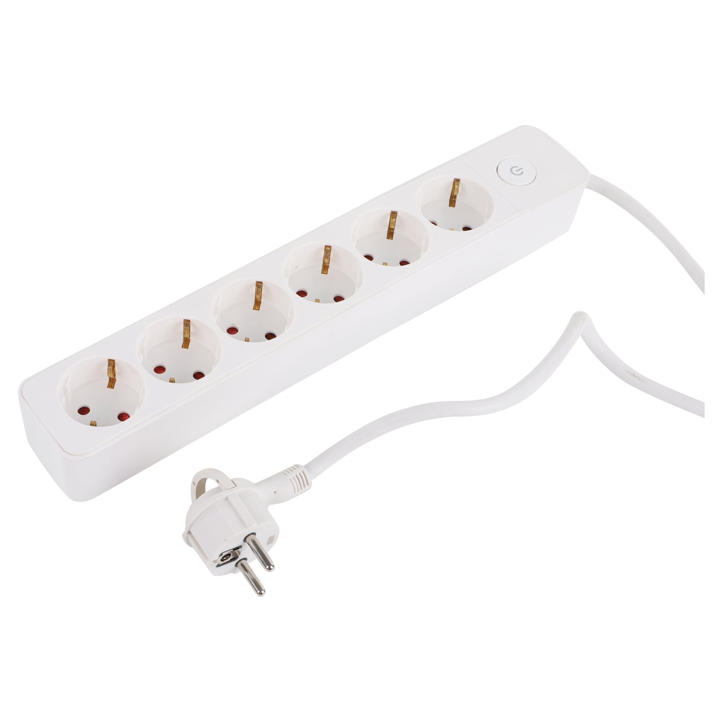 Stekkerdoos 6-voudig - met schakelaar - plat - 1.5 m - wit