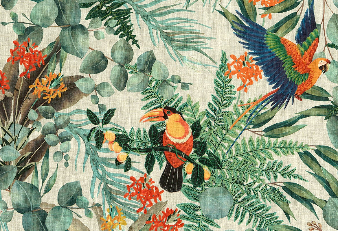 Vinylbehang - Lemuria Parrot 10,05m x 0,70m - lichtgroen