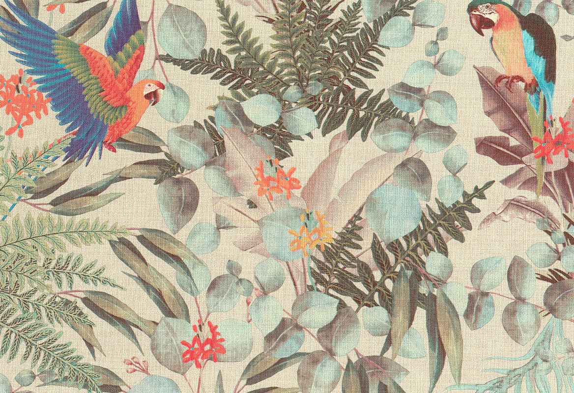 Vinylbehang - Lemuria Parrot 10,05m x 0,70m - beige