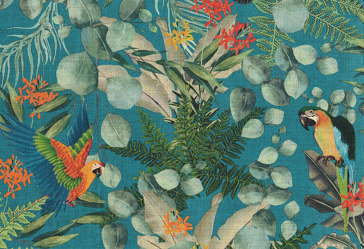 Vinylbehang  - Lemuria Parrot 10,05m x 0,70m - Blauw 