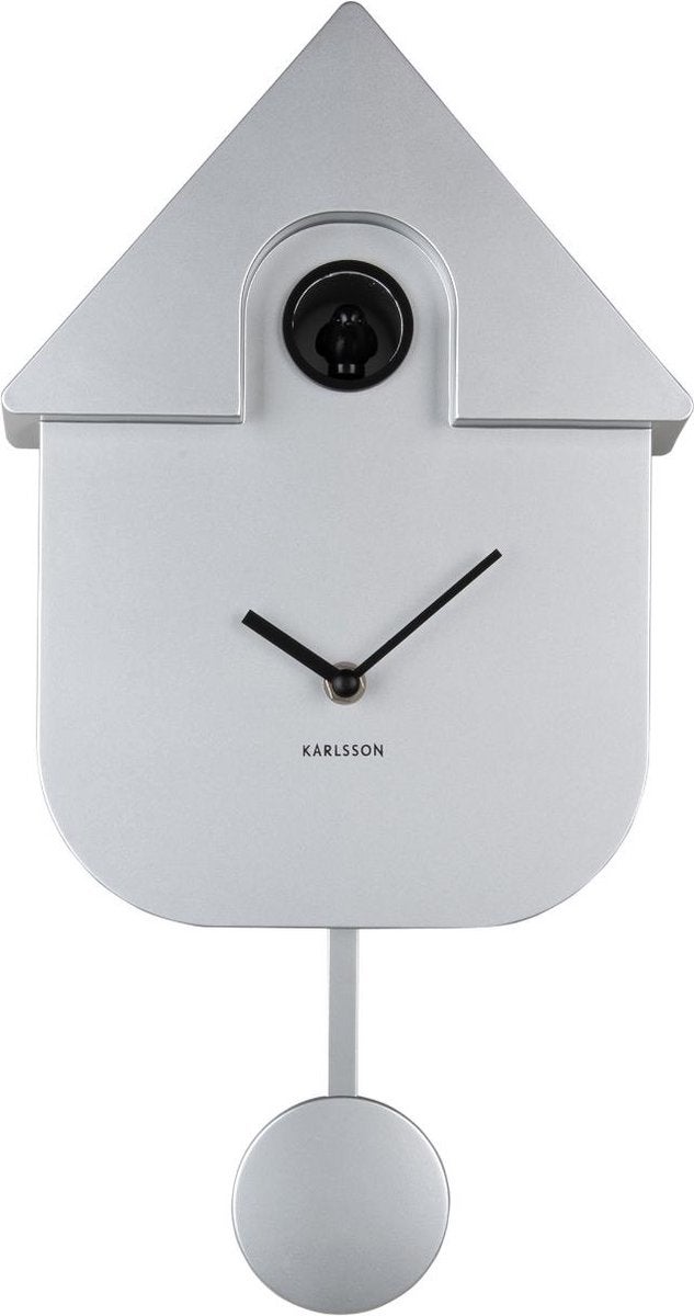 Wandklok - Modern Cuckoo - Metallic Zilver 