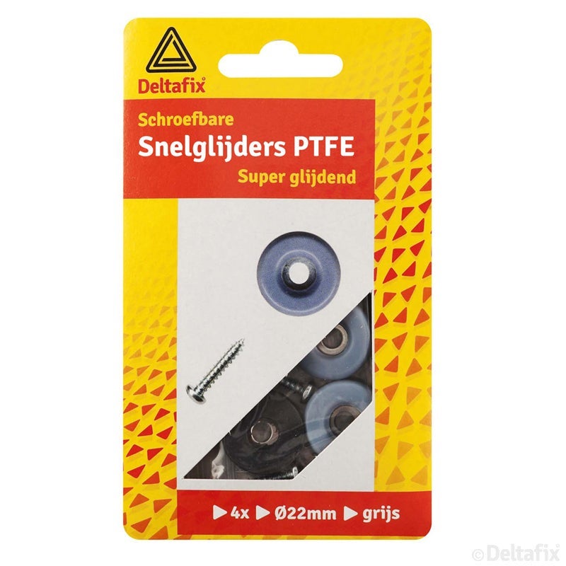 Snelglijders PTFE met schroef 22mm