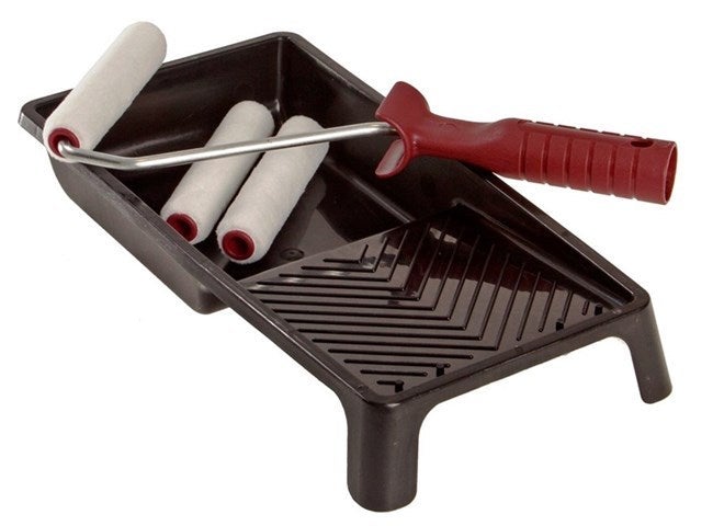 Lakset verfbakje/beugel/3 viltrollen