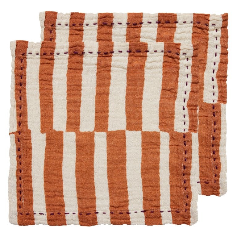 Servetten - Striped Tangerine - Set van 2 