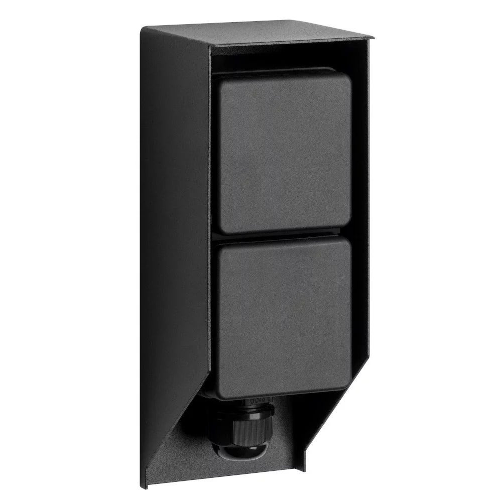 Wandcontactdoos - Opbouw 2-voudig - Zwart