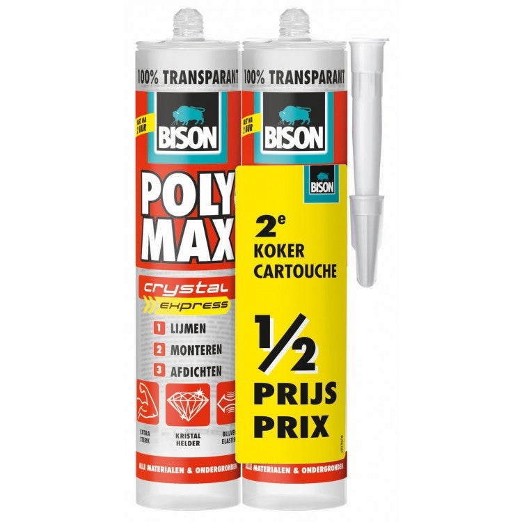Montagelijm/Afdichtingskit Poly Max Crystal Transparant - Set van 2
