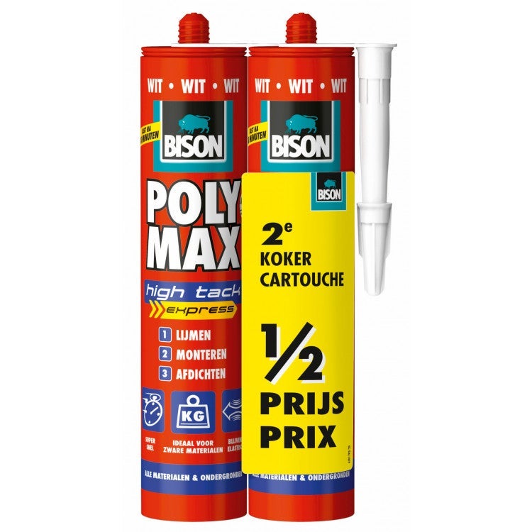 Montagelijm/Afdichtingskit Poly Max High Tack Express Wit - Set van 2