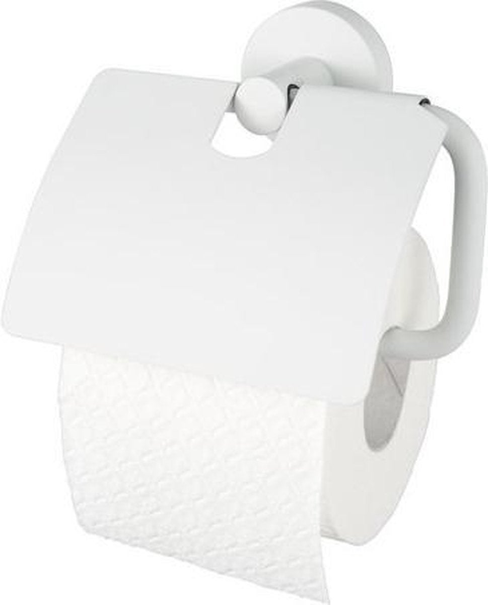 Toiletrolhouder - Kosmos - Wit met klep