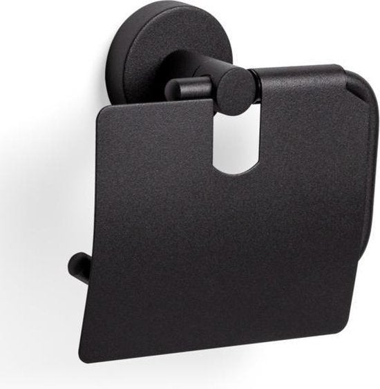 Toiletrolhouder - Kosmos Zwart - Met klep