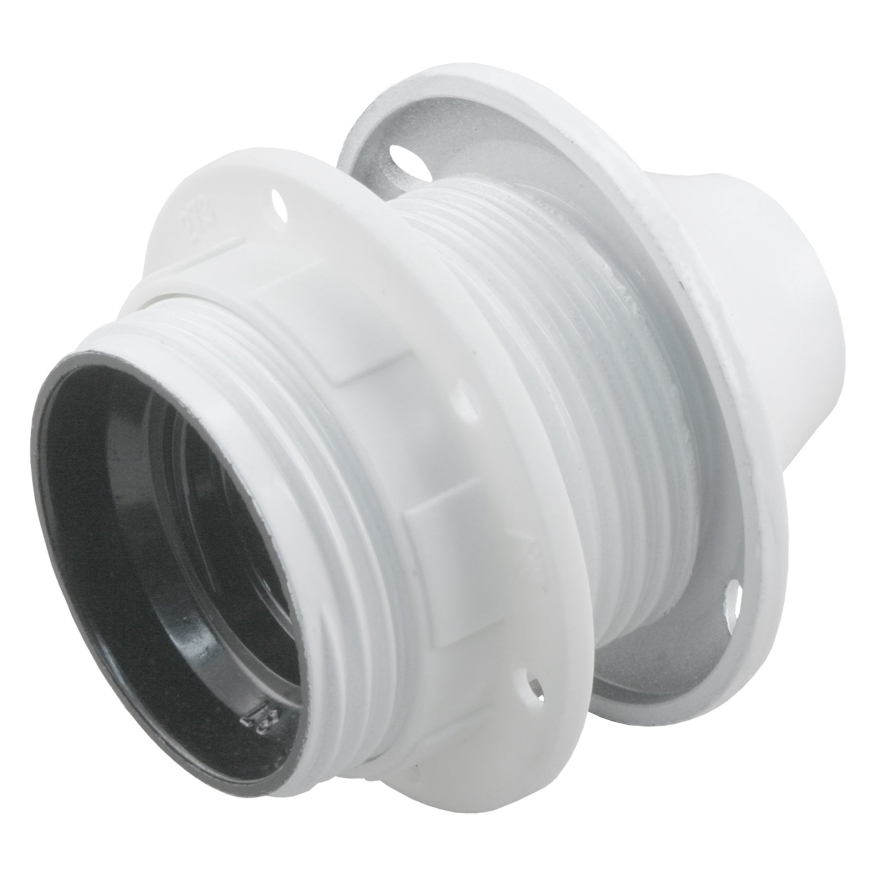 Fitting e27 met kraag en ring wit