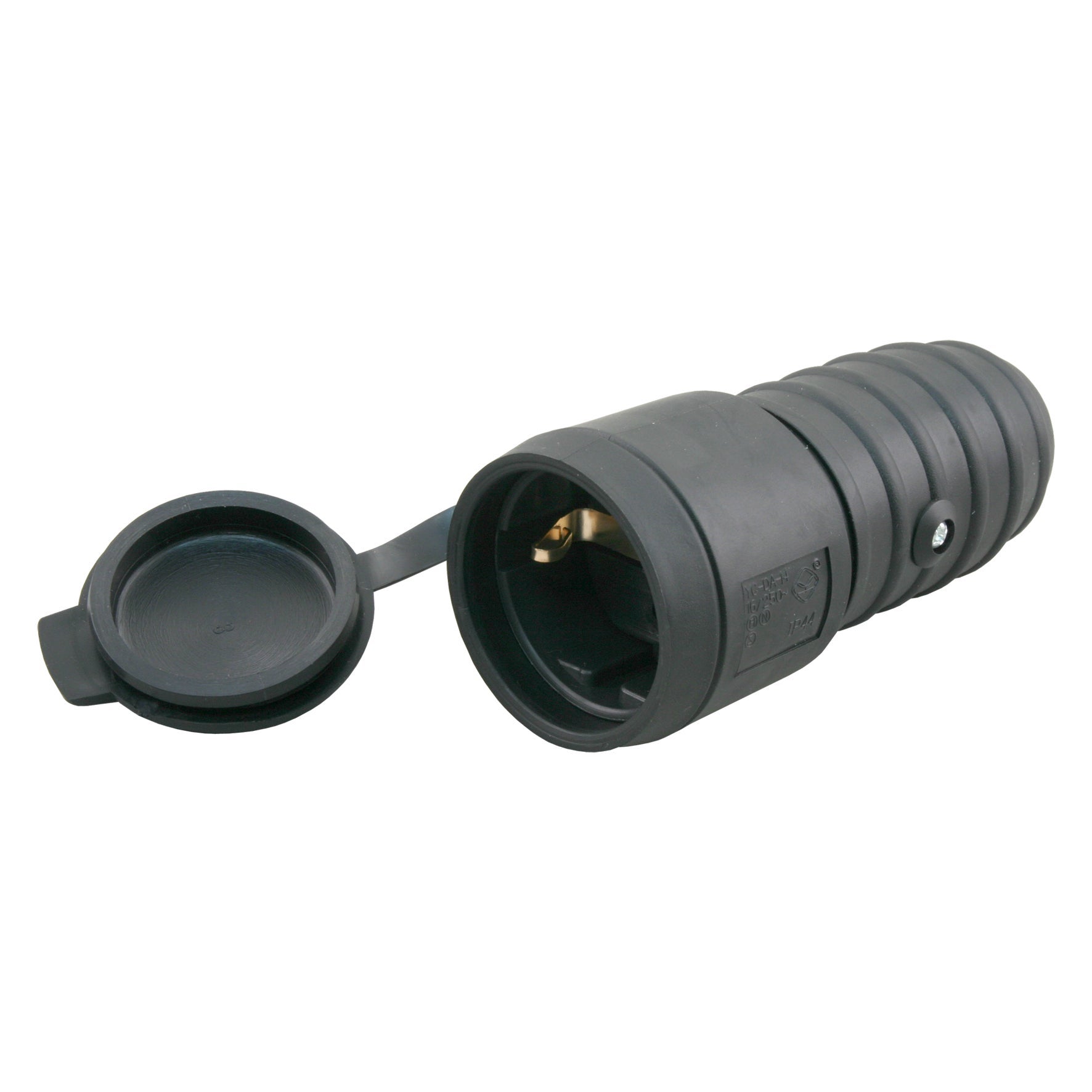 Contrastekker randaarde rubber 10/16 ampère zwart