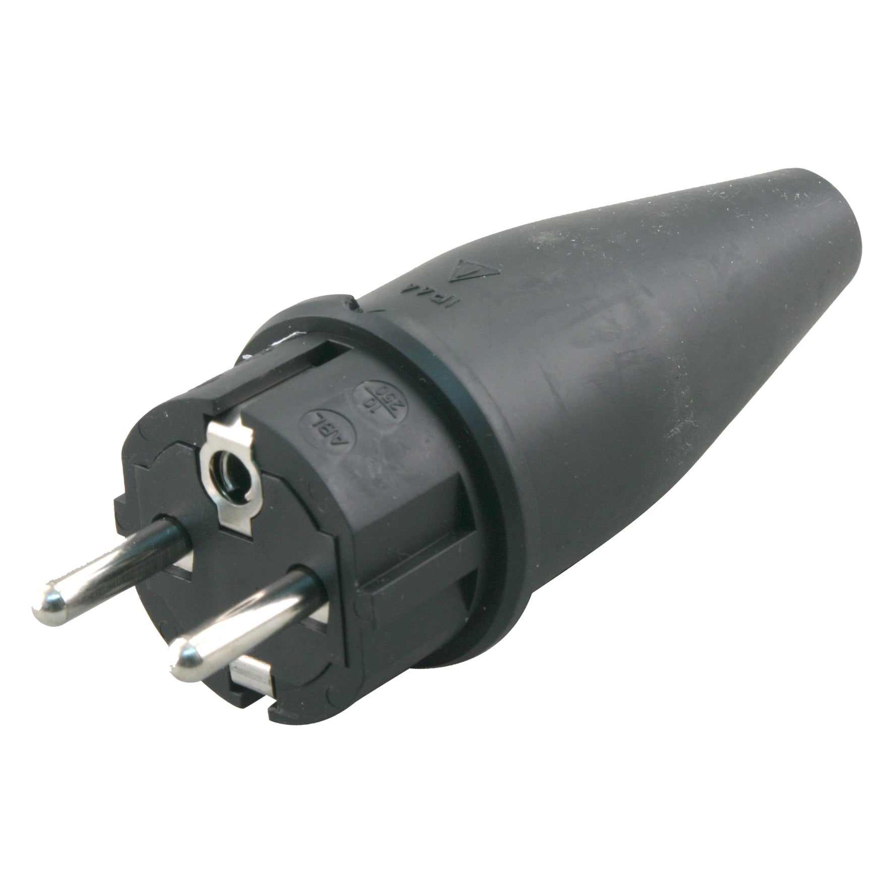 Stekker randaarde volrubber 10/16 ampère zwart