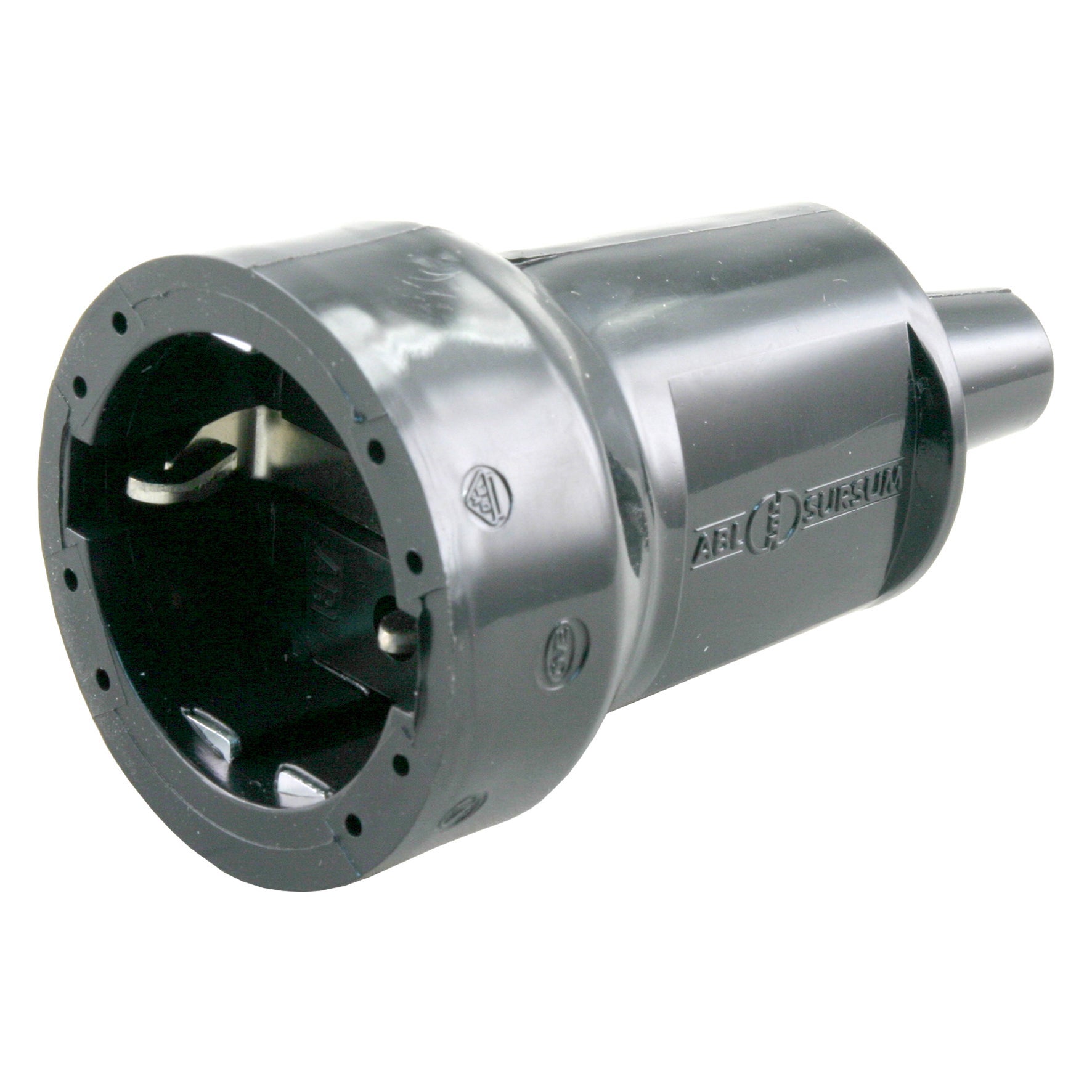 Contrastekker randaarde pvc 10/16 ampère zwart