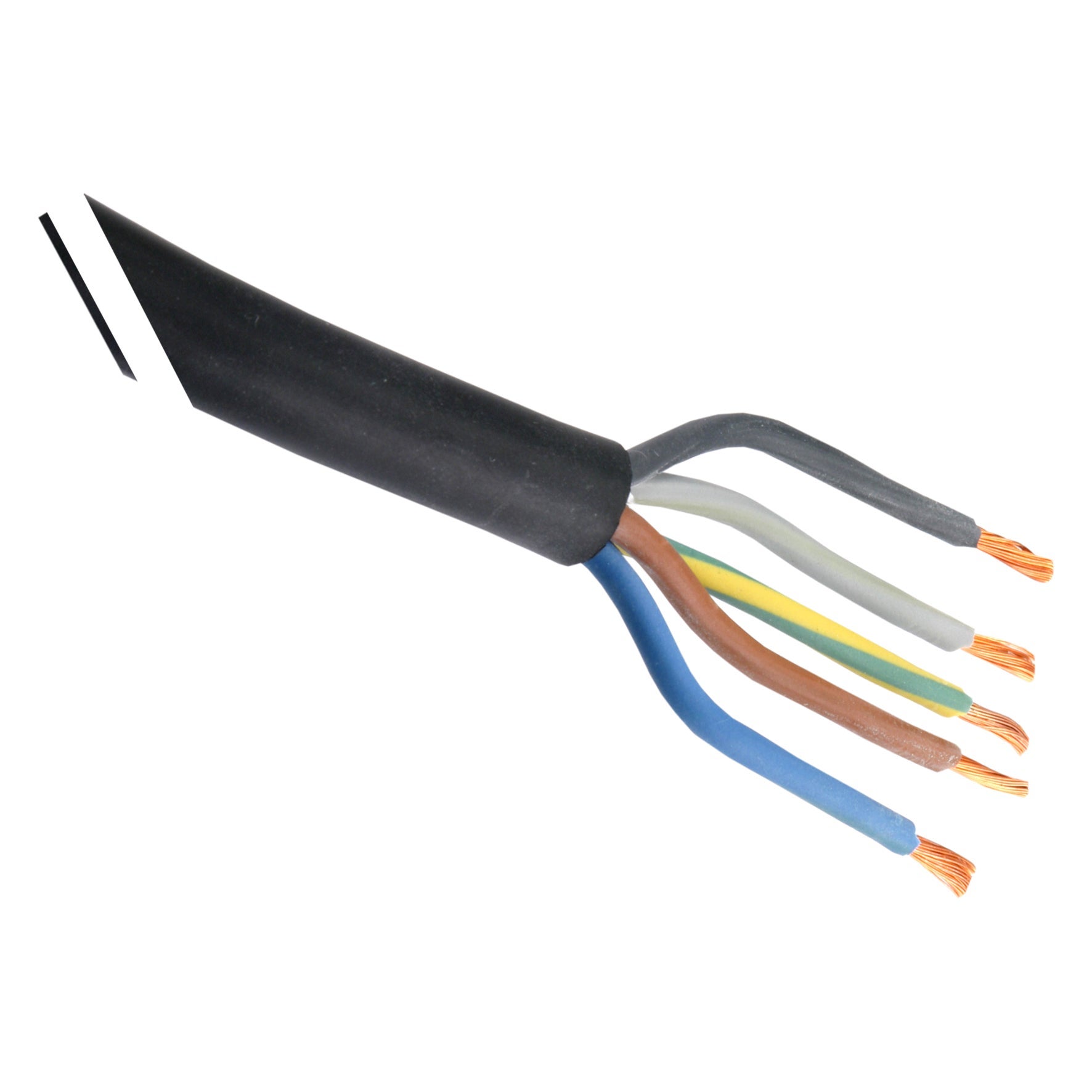 Rubber kabel glad 5x2.5 zwart 2m